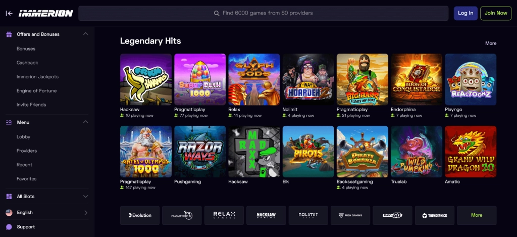 immerion casino homepage