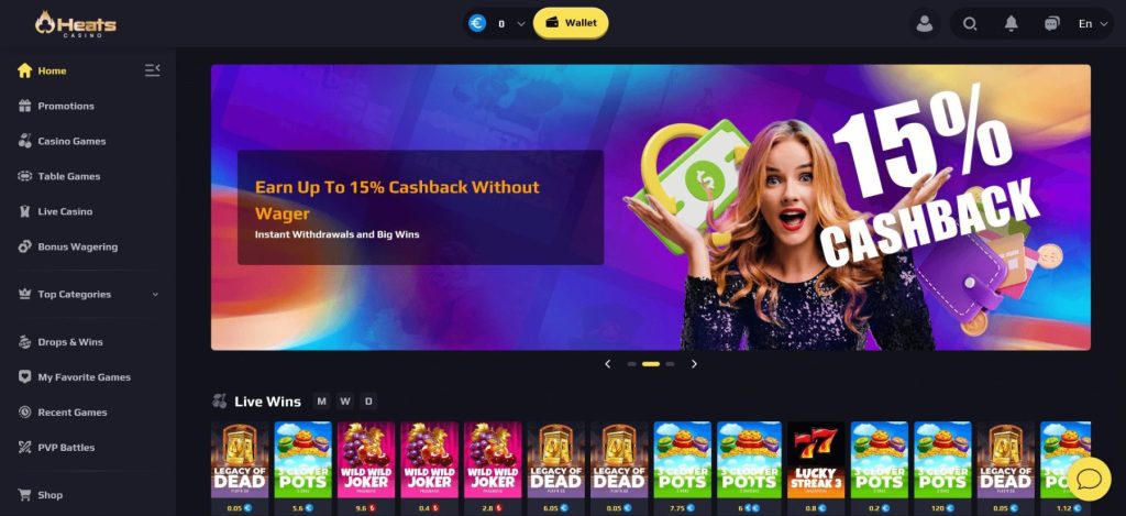 heatscasino homepage